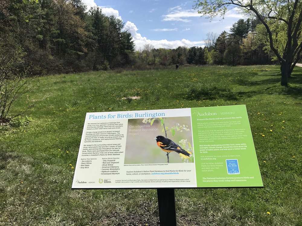Photo: Plants for Birds sign at Oakledge Park